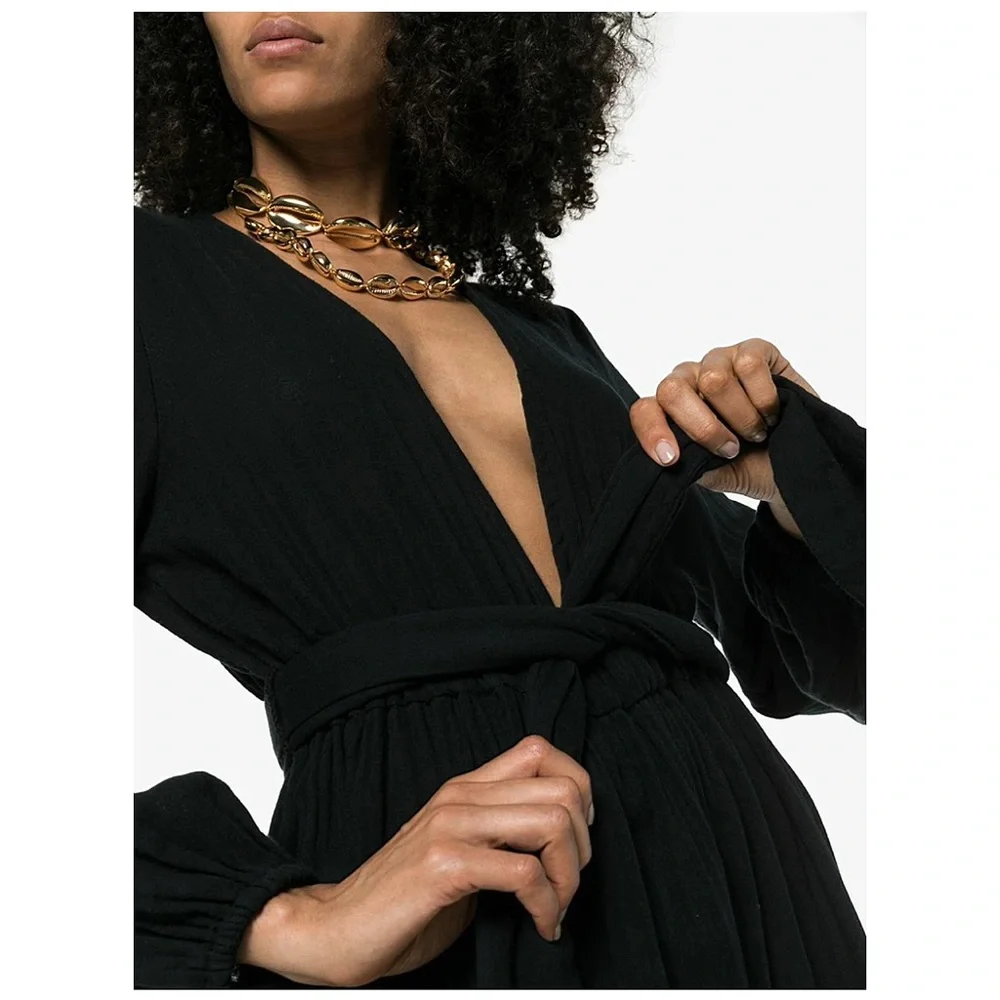 MARA HOFFMAN SWIM Black Gauze Luna Maxi Cover Up Beach Dress Size Small